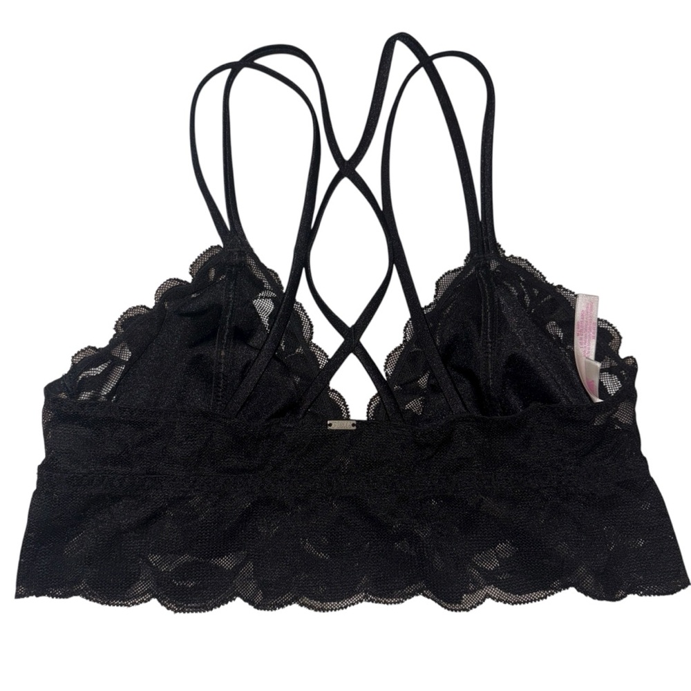Pink Victoria’s Secret Black Lace Bralette size Medium